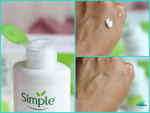 packaging & texture of new simple replenishing rich moisturiser with vitamin b5,e, niacinamide