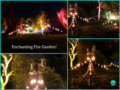 fire garden. Christmas at kew 2022 London travel guide, things to see, do, light displays festival