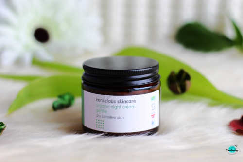 review of Conscious Skincare gentle organic night face cream for dry, sensitive skin.