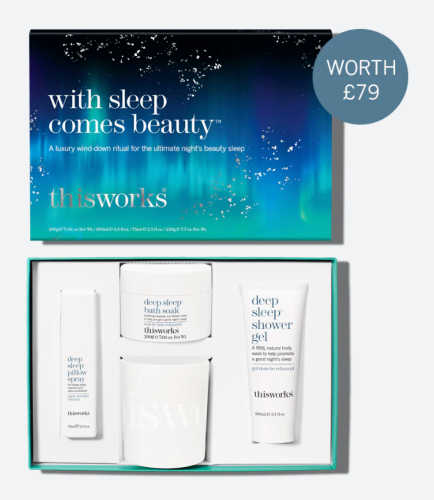 This Works With Sleep Comes Beauty Gift Kit. Christmas gift guide for her 2023. top 17 best beauty gift ideas for women. 