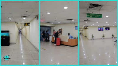 image featuring the kolkata airport retiring guest room floor reception desk and waiting area, for the travel post - My Overnight Stay at Kolkata Airport Retiring Room review.