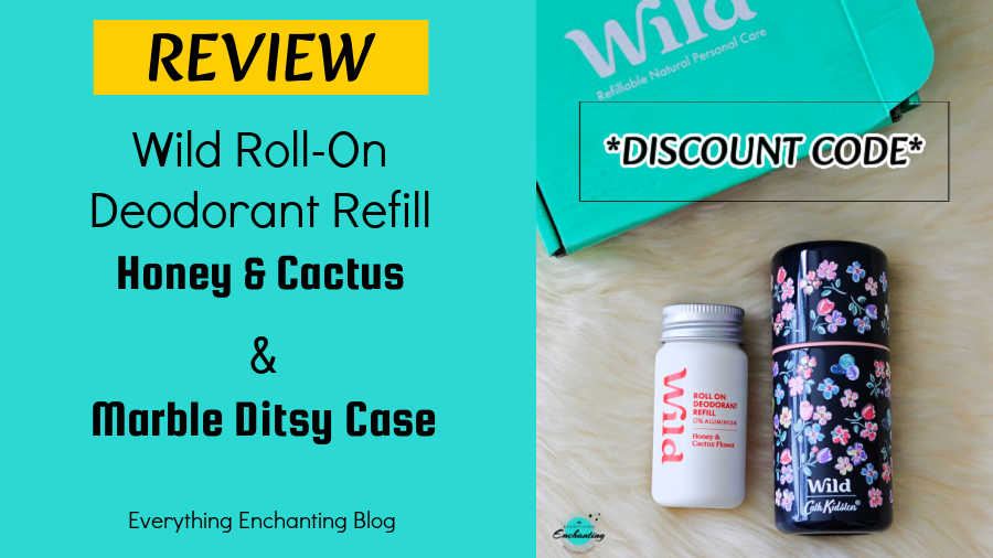 Wild Roll-On Deodorant Refill Honey & Cactus Flower with Marble Ditsy Case and packaging box, for a natural deodorant review.