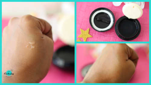 A three-panel collage showcasing the texture and application of the Illamasqua Hydra Veil Primer. The large left panel shows a clear, jelly-like dollop of the primer on the back of a hand. The top-right panel shows an open black jar of the primer next to its lid, which has a small applicator spatula tucked inside. The bottom-right panel shows the primer being blended into the skin on the back of a hand, appearing translucent and hydrating. The collage is framed in teal and set against a bright pink background.